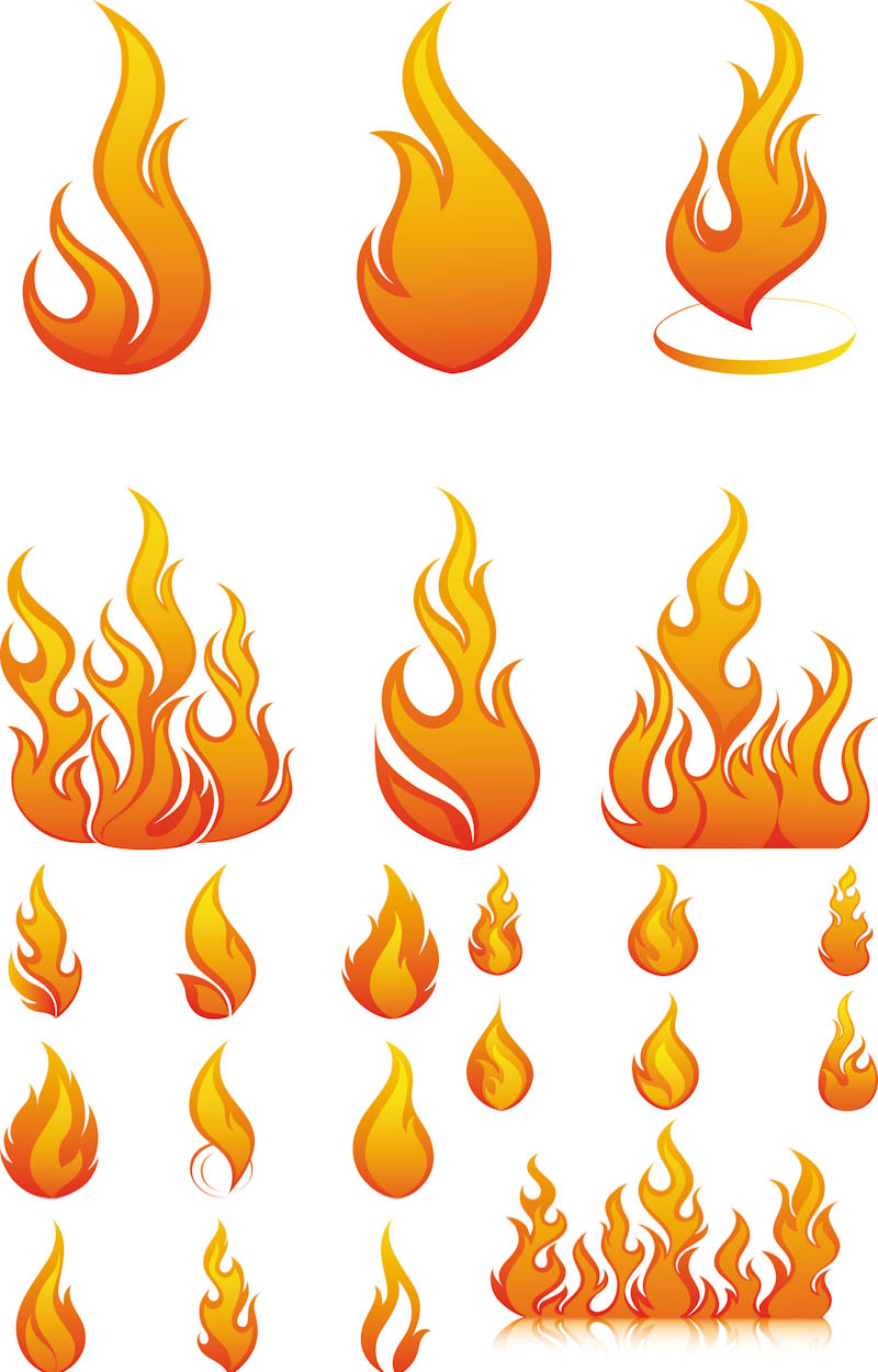 Flames and fire elements vector | Vector Graphics Blog