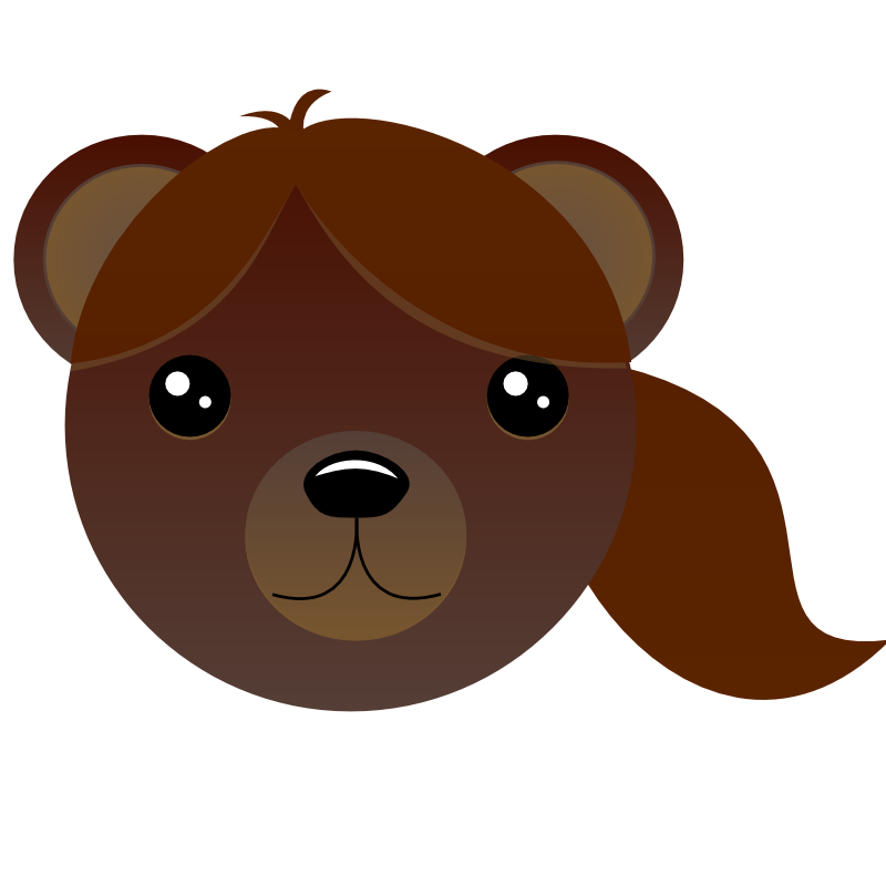 Clipart - Brown bear with pony tail