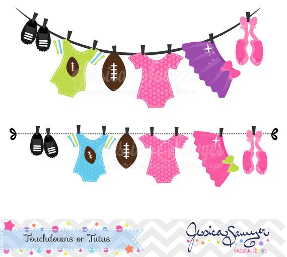 INSTANT DOWNLOAD, touchdowns or tutus clipart, gender reveal clip art…