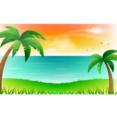 Coconut trees, beach scenery vector | ExtraVectors.com | Free ...