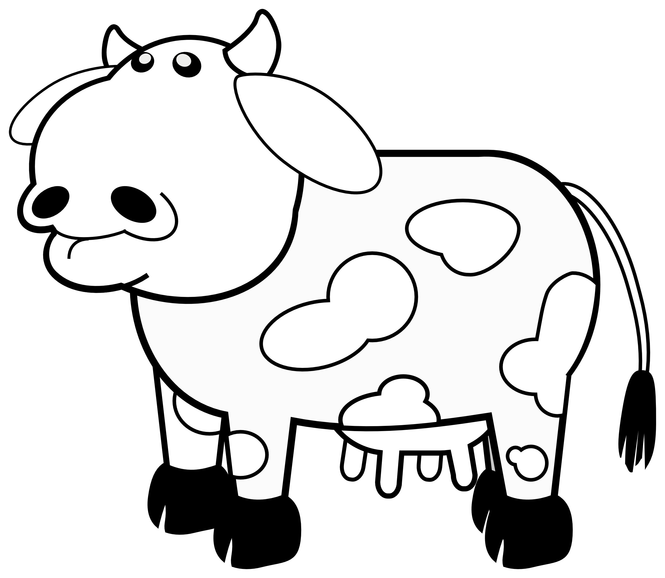 Colour Cows 1 Black White Line Art SVG Inkscape Adobe Illustrator ...