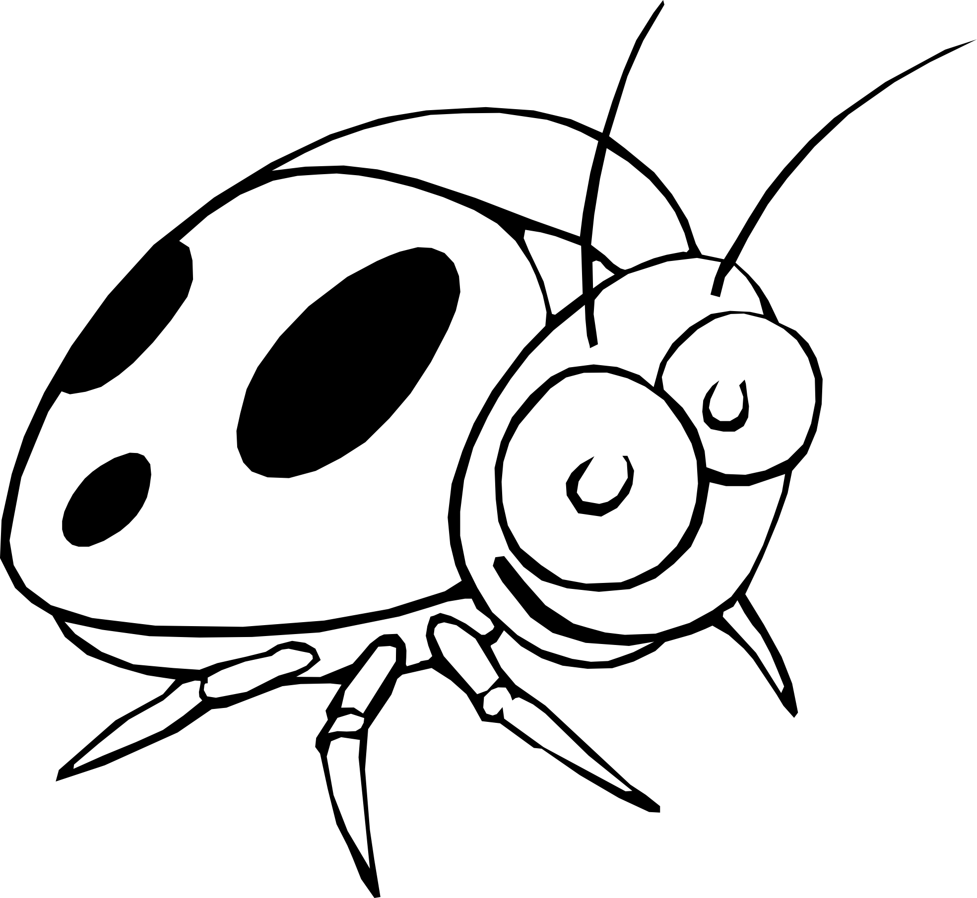 Ladybug 17 Black White Line Art Flower Scalable Vector Graphics ...