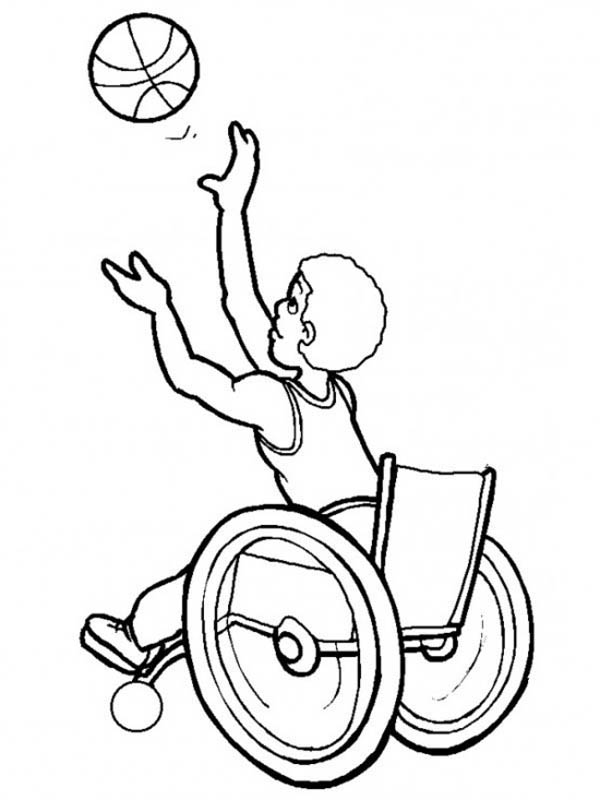 Playing Basketball in a Wheel Chair Coloring Page - Free ...
