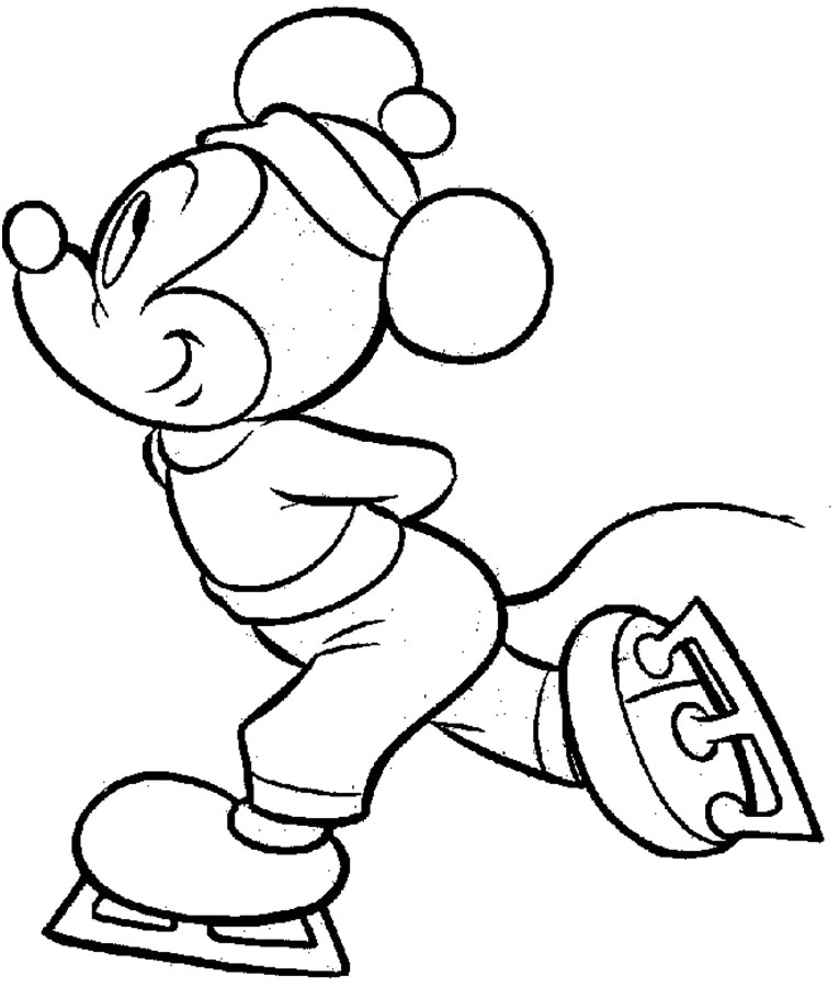 Mickey Mouse Playing Ice Skating Coloring Pages - Ice Skating ...