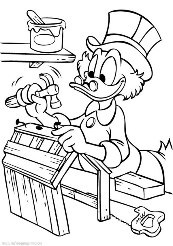 Scrooge Mcduck Make a Bird House Coloring Page | Kids Play Color