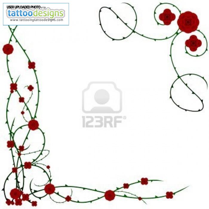 Rose And Vine Corner Border Clipart Tattoo Image | Tattooing ...