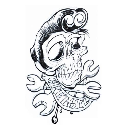 greaser skull skull tattoo design, art, flash, pictures, images ...