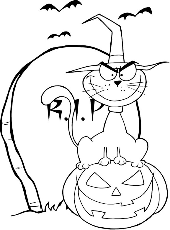 halloween cat coloring pages art istock - photo #7
