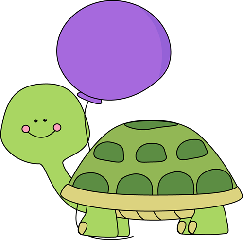 Turtle with Purple Balloon Clip Art - Turtle with Purple Balloon Image
