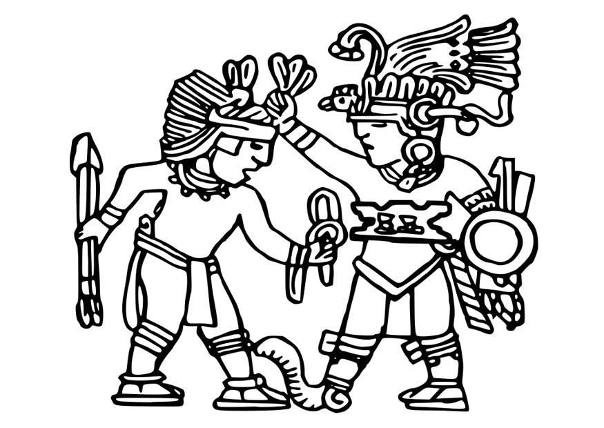 Coloring page Aztec murals - img 25594.