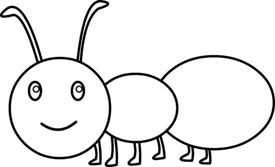 Cute Ant Coloring Page - Free Clip Art