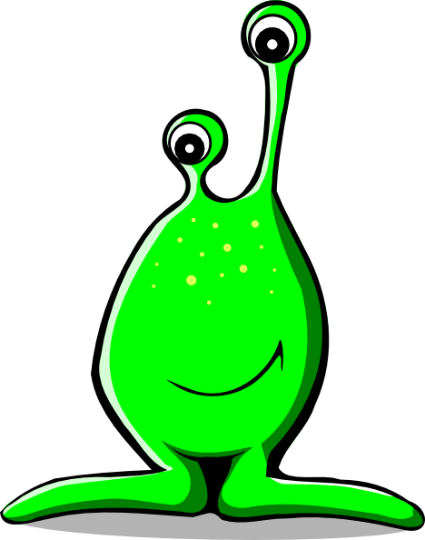 Green Comic Alien clip art Free Vector / 4Vector
