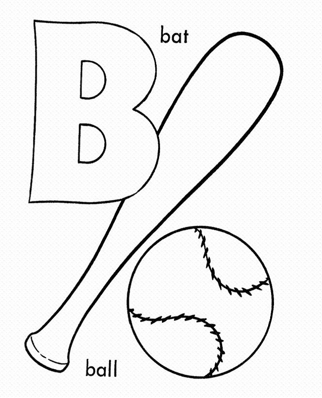 Alphabet Coloring Pages Ball Bat - Activity Cartoon Coloring Pages ...