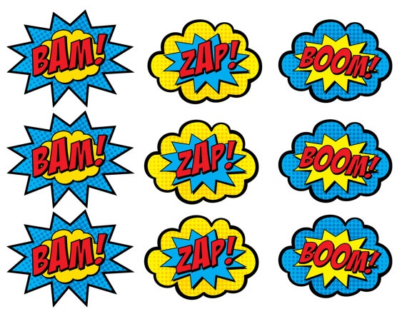 INSTANT DOWNLOAD Superhero Cupcake Toppers: Boom, Bam, Zap, Pow, and …