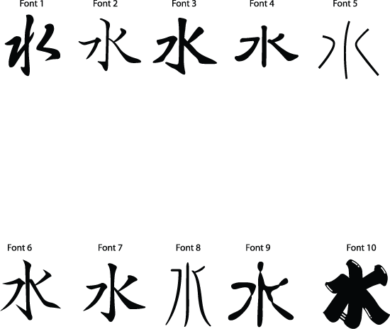 Free Japanese Kanji Symbol for Water