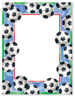 Soccer Balls Border Stationery Letterhead, 10698