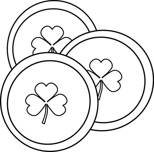 Black and White Saint Patrick's Day Coins Clip Art - Black and ...
