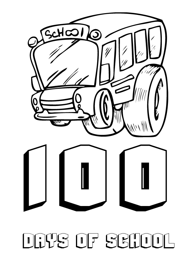 School Bus – 100th Day Of School Coloring Page | Free Printable ...