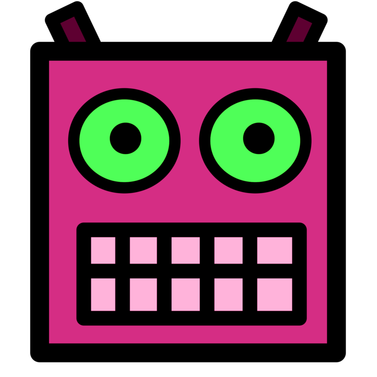 File:Pink or Plum Robot Face With Green Eyes.png - Wikimedia Commons