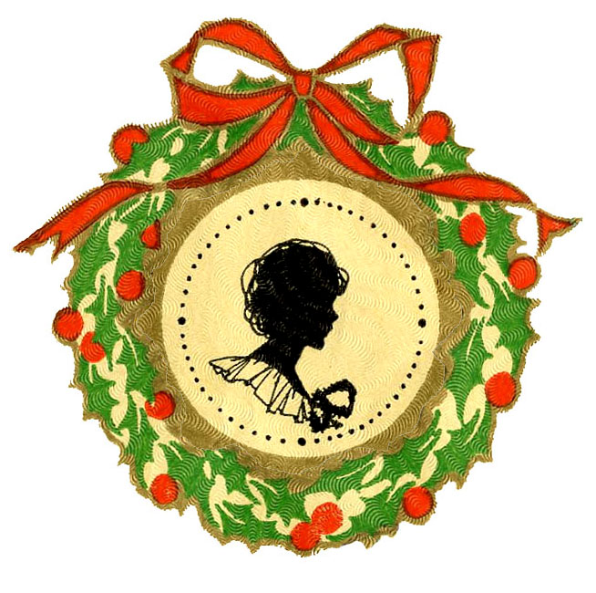 Vintage Christmas Clip Art - Wreath Frame + Silhouette - The ...