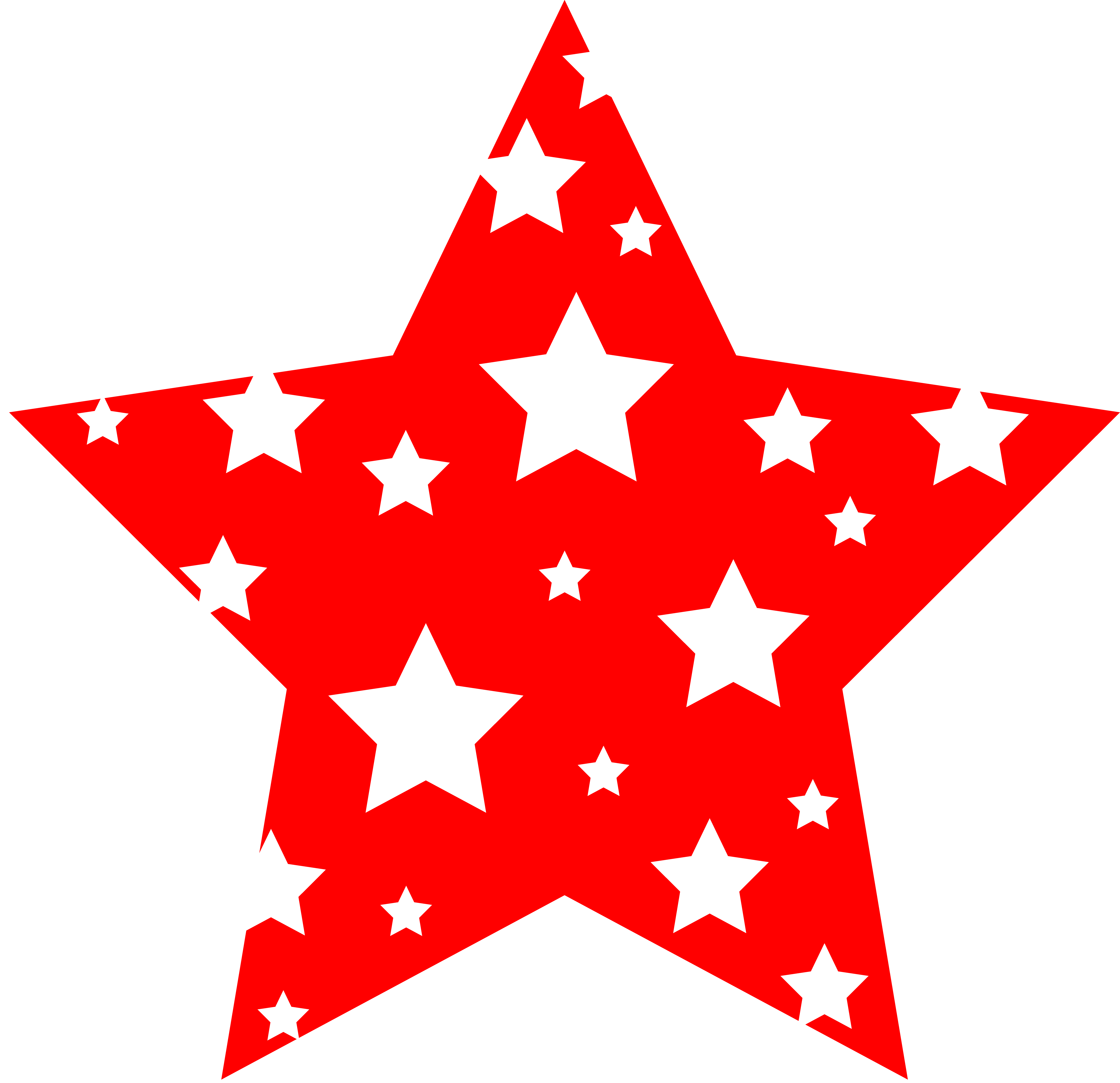 Red and White Starry Star - Free Clip Art