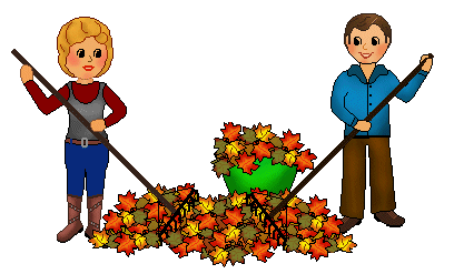 Fall Clip Art - Woman, Men and Autumn Leaves