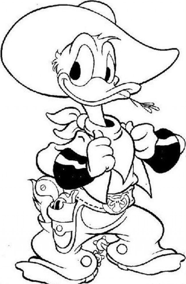 Donald Cowboy Duck Coloring Page Coloringplus 94319 Cowboy ...