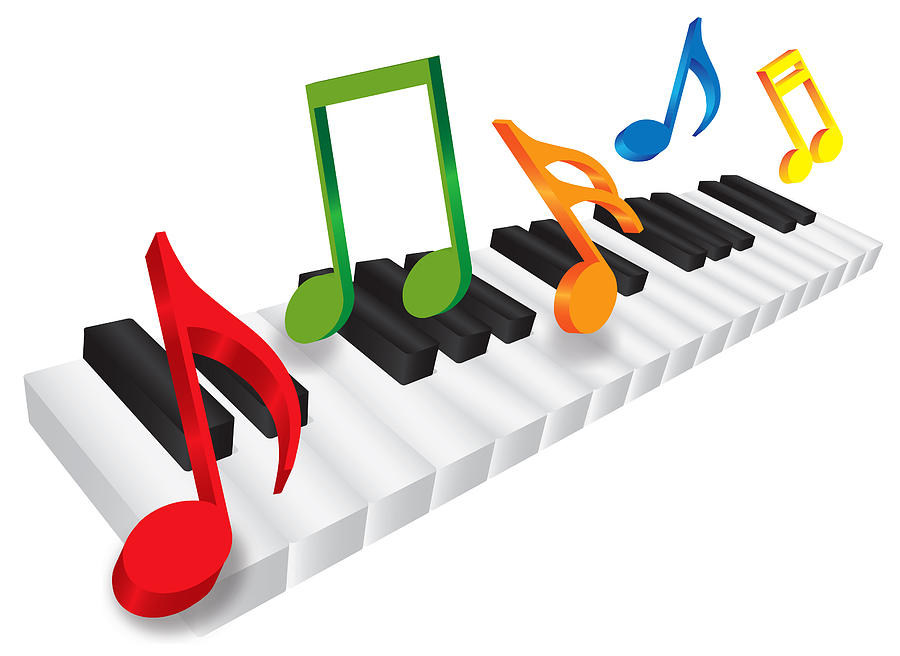 Piano Keyboard And 3d Music Notes Illustration by JPLDesigns ...
