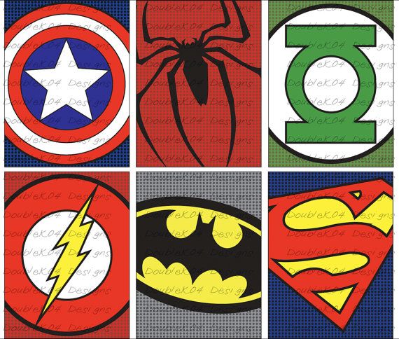 PRINTABLE Superhero Logos, Superman, Spiderman, Batman, Green Lanturn…