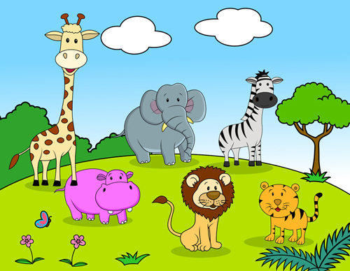 Set of Cartoon Animal Paradise vector 01 - Vector Animal free download
