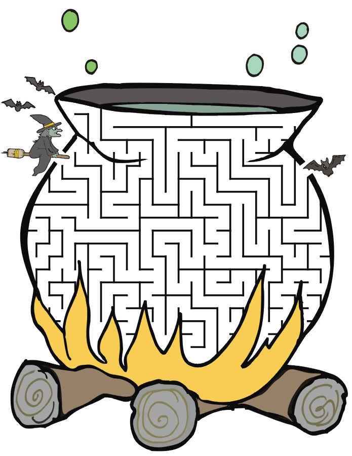Printable Witch's Cauldron Halloween Maze