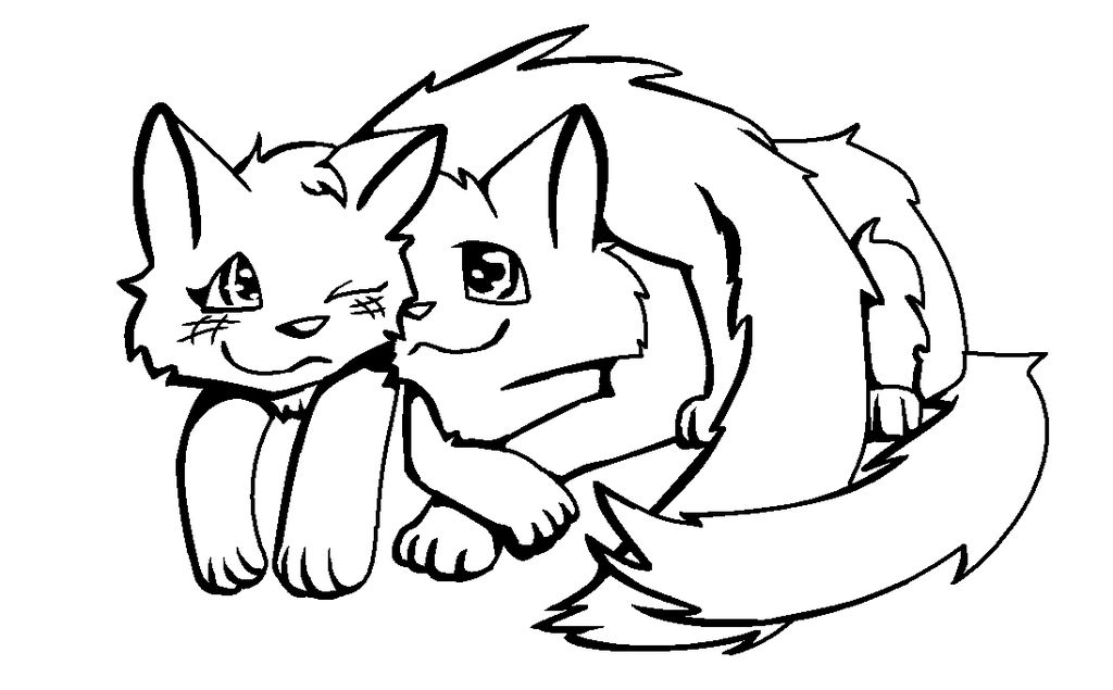 Cat Couple Lineart by Silvercloud14 on deviantART