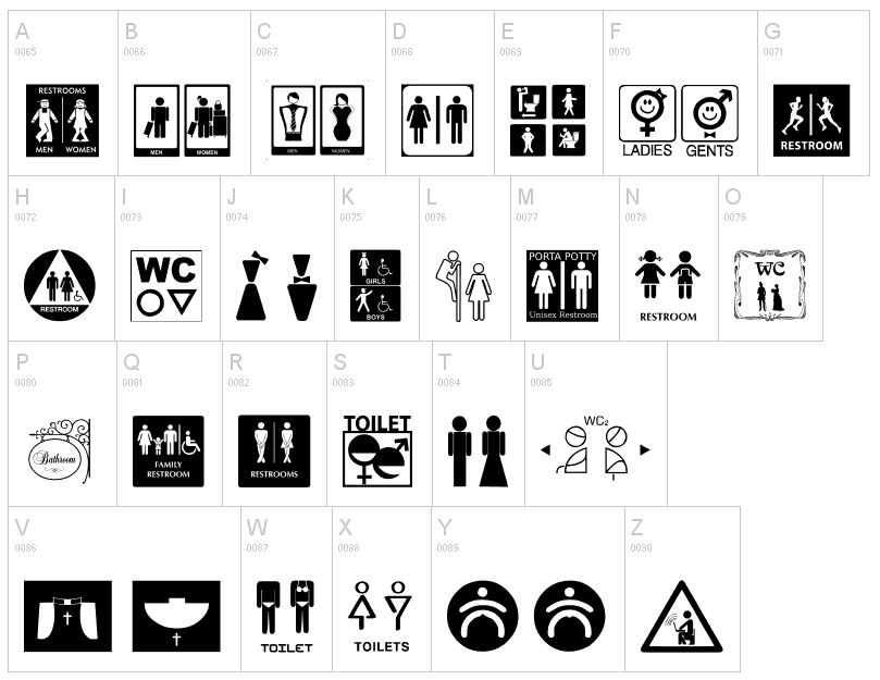 Toilet Symbols and Signs Designs Dingbats | Dingfonts.com