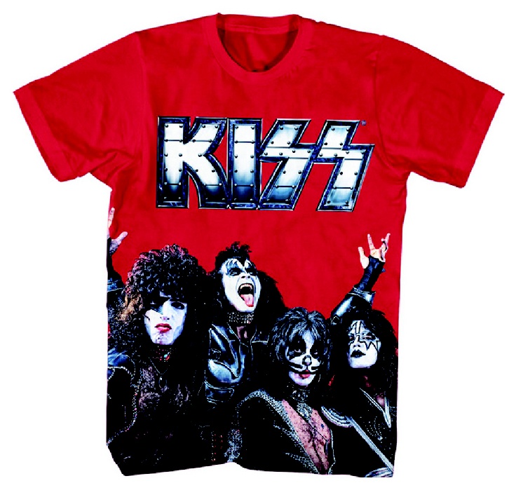 Kiss Band Members Photograph T-shirt - With KISS Logo in Metal. Men's…