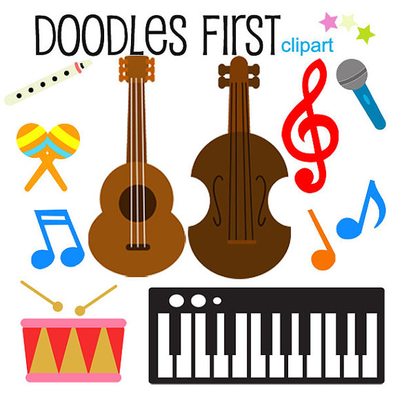 Musical Instruments Clipart Digital Clip Art for by DoodlesFirst ...