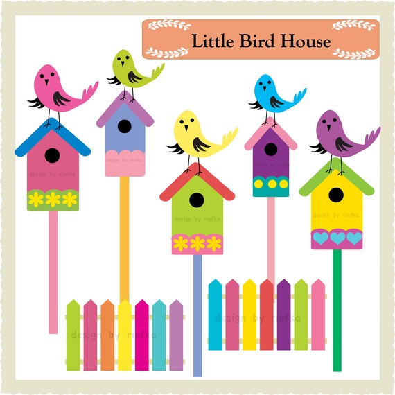Little Bird House Clip Art by riefka on Etsy