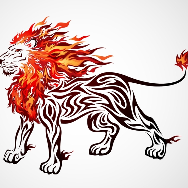 Free Lion Vector On Fire | FreeVectors.net