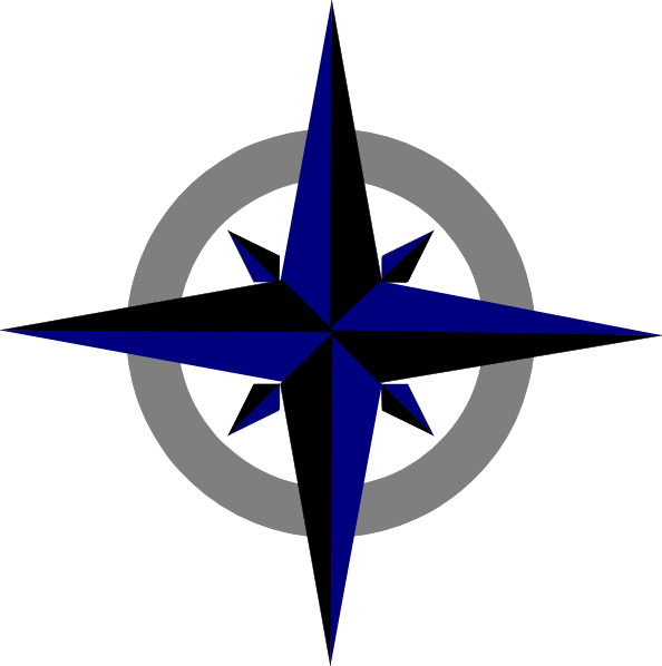 Bluegrey Compass Rose clip art - vector clip art online, royalty ...
