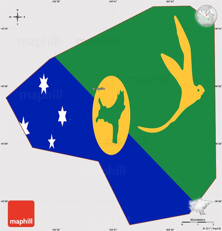 Flag Simple Map of Christmas Island