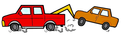 Cartoon Drawing Of A Red Tow Truck Towing Brown Car