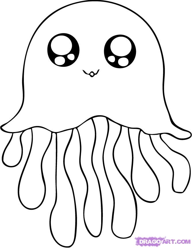 How to Draw a Cartoon Jellyfish, Step by Step, Cartoon Animals ...