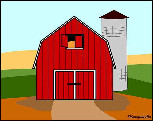 Christian Clip Art: Red Barn on a Farm