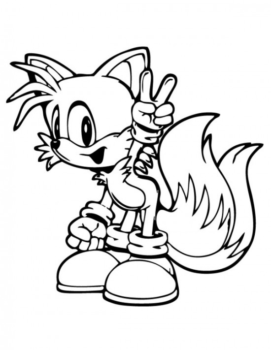 Tails With Peace Sign Coloring Page   Printable Sonic The ...