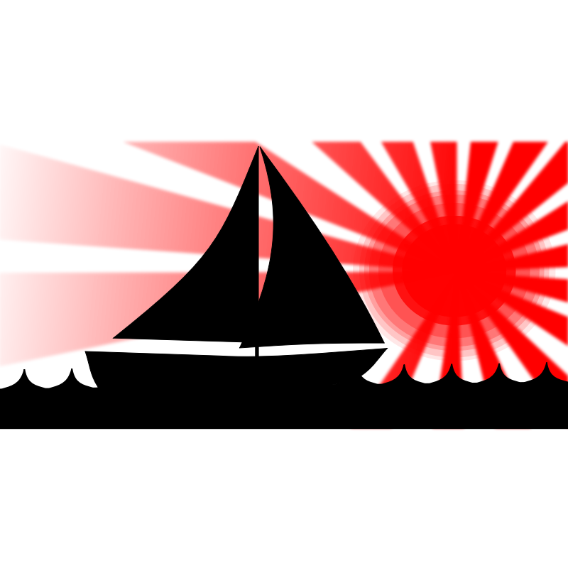 Clipart - Sailboat Under Red Sun