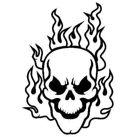Flaming Skull 1 Vinyl Sticker, Skull and Crossbones decals, skull ...