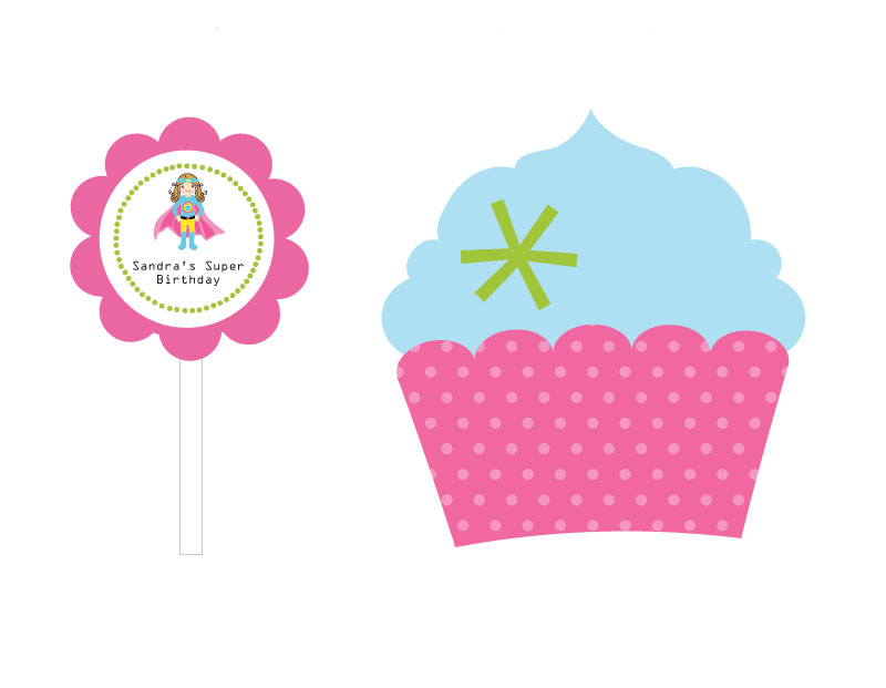 Super Hero Girl Birthday Cupcake Wrappers & Cupcake Toppers (Set ...