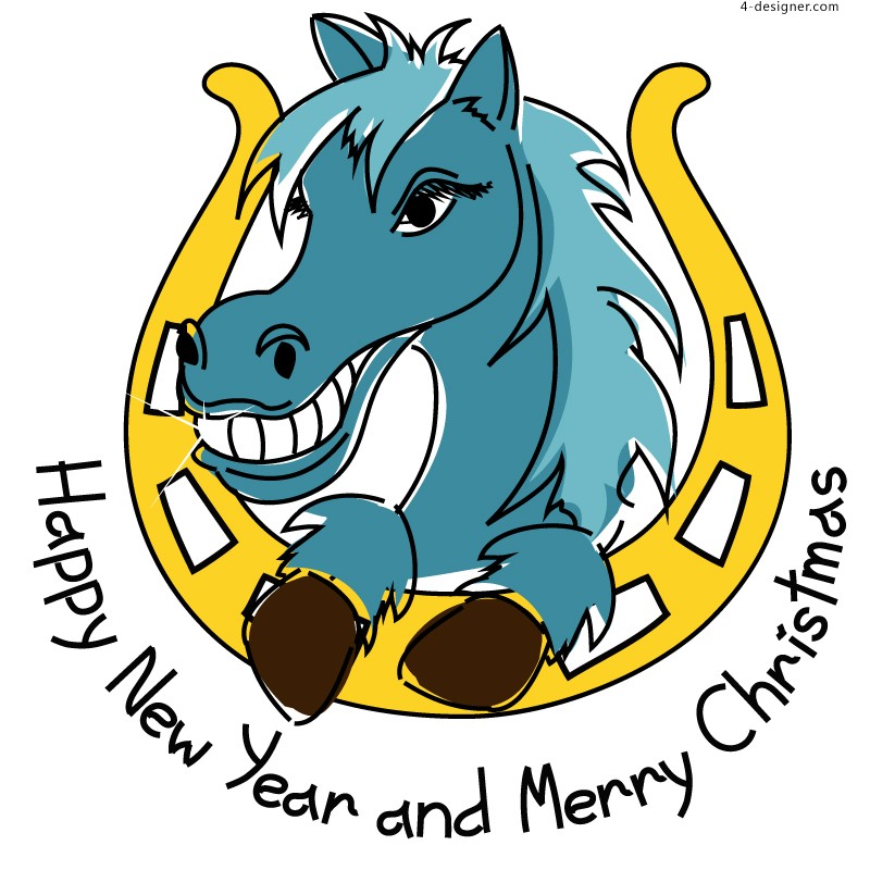 4-Designer | Cartoon Horse New Year illustrator vector material