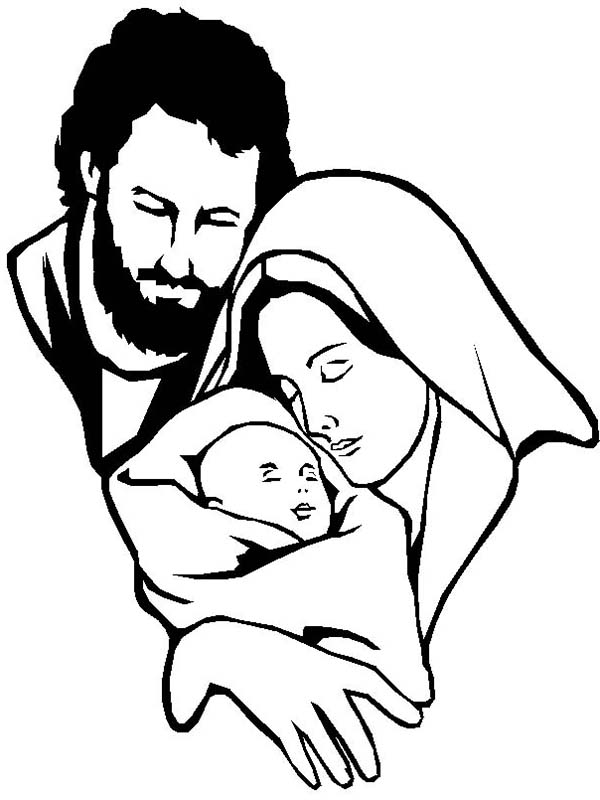 Mary and Joseph and Baby Jesus Coloring Page | Kids Play Color