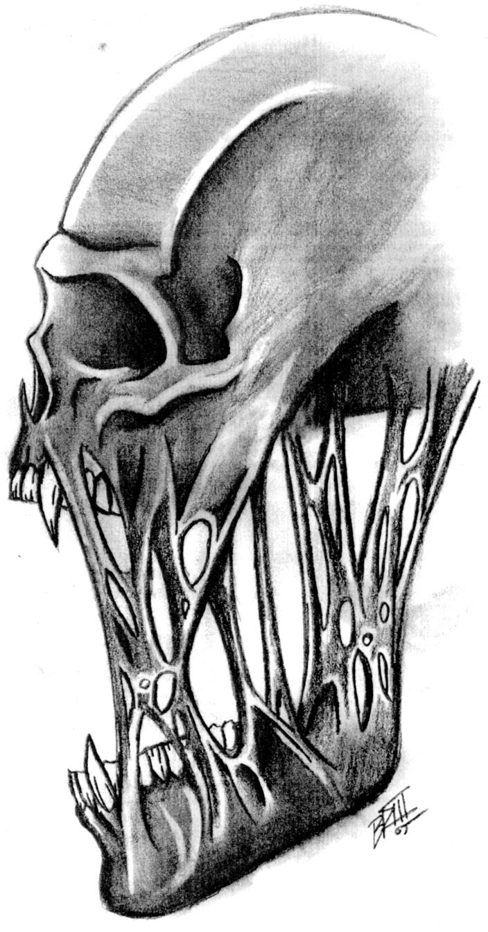 Cute Skull Sketch Drawing 