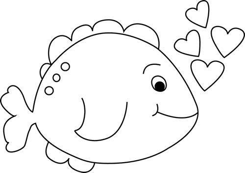 Cute Black and White Valentine's Day Fish Clip Art - Cute Black ...